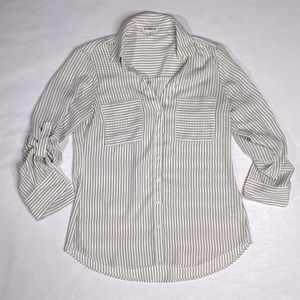 Express Small Grey/Blue Striped Button DownTop